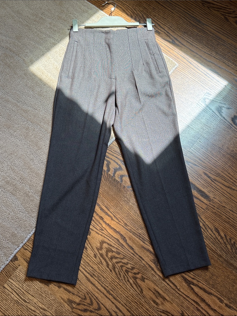 Zara High-Waist Tapered Women's Pants in Dark Brown - Picture 6 of 17